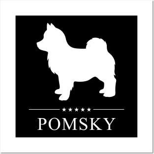 Pomsky Dog White Silhouette Posters and Art